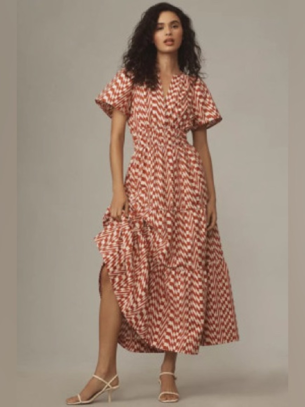 NWT Anthropologie Women M Cotton Tiered Maxi Dress Fall Casual Cocktail
